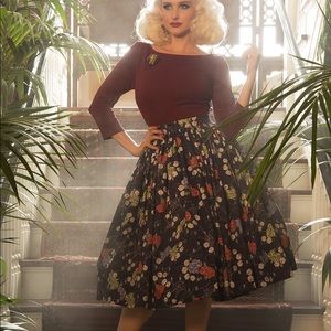 Pinup Girl Clothing spiderweb floral Jenny skirt
